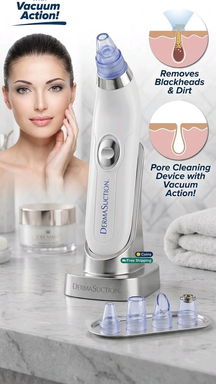 Electric Blackhead Remover Vacuum – USB Rechargeable Pore Cleaner with 5 Suction Heads & 3 Suction Levels