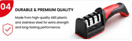Professional 3-Stage Knife Sharpener | Manual Kitchen Knife Sharpening Tool with Ergonomic Handle