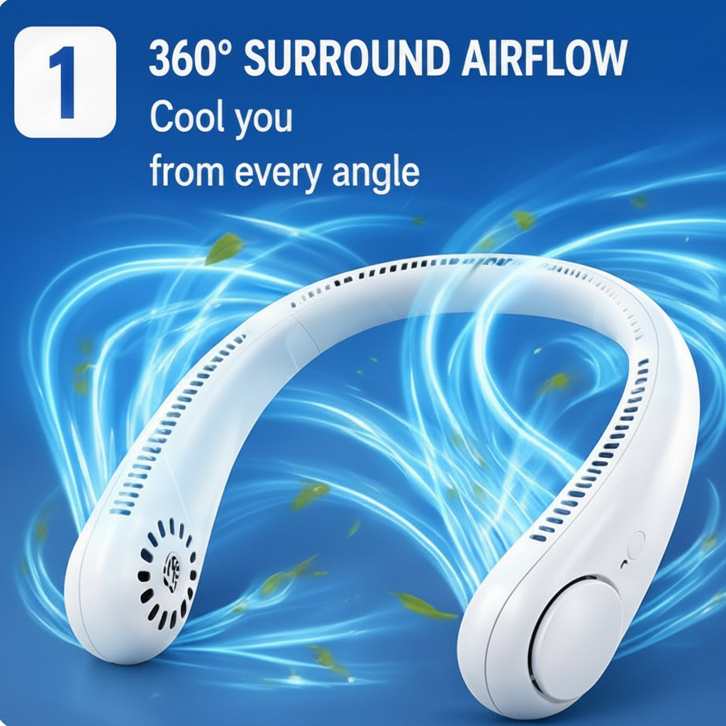 vaneless Hanging Neck Fan | portable rechargeable fan bladeless neck fan (random color)
