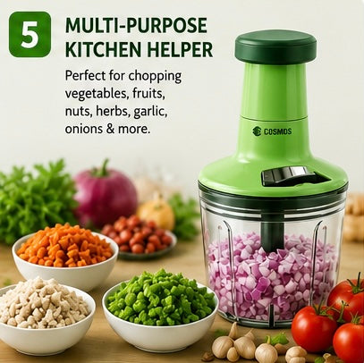900ML Manual Push Vegetable Chopper – Hand Food Chopper with Stainless Steel Blades for Fruits, Vegetables & Nuts