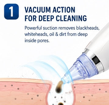 Electric Blackhead Remover Vacuum – USB Rechargeable Pore Cleaner with 5 Suction Heads & 3 Suction Levels