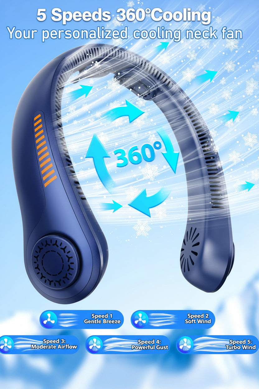 vaneless Hanging Neck Fan | portable rechargeable fan bladeless neck fan (random color)