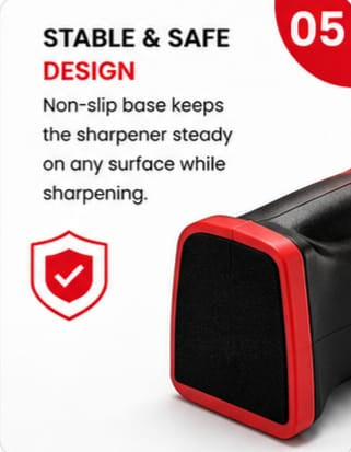 Professional 3-Stage Knife Sharpener | Manual Kitchen Knife Sharpening Tool with Ergonomic Handle