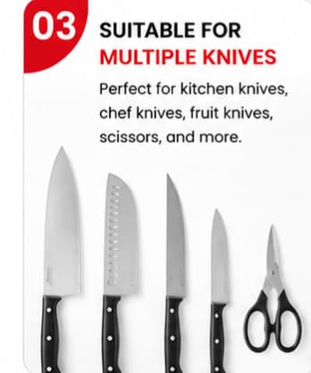 Professional 3-Stage Knife Sharpener | Manual Kitchen Knife Sharpening Tool with Ergonomic Handle