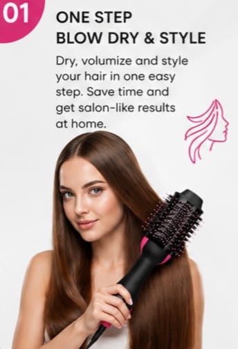3-in-1 One Step Hair Dryer Brush | Hot Air Hair Styler, Volumizer & Straightening Brush