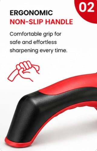 Professional 3-Stage Knife Sharpener | Manual Kitchen Knife Sharpening Tool with Ergonomic Handle
